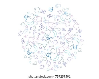 Abstract background for documents on a theme winter clothes. Color vector illustration of a sweater, boots, mittens, coat, hat, jacket, socks.