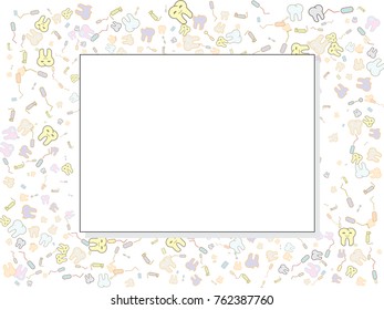 Abstract background for documents on a theme of dentistry, contour, thin. Colored vector illustration on white background, symbol, element.