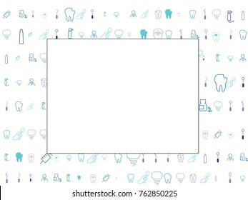 Abstract background for documents on a theme of dentistry, contour, thin. Colored vector illustration on white background, symbol, element.