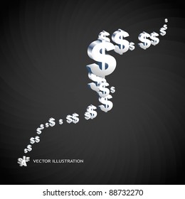 Fondo abstracto con símbolos de un dólar. Ilustración vectorial.