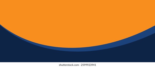abstract background with a dominant orange hue, featuring smooth, flowing blue curved lines
