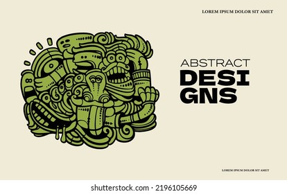 Abstract Background Doodle Art Template