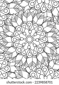  Abstract background doodle floral pattern in black and white. A page for coloring book: fascinating and relaxing job for children and adults. Zentangle drawing. Flower carpet in a magic garden vector