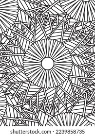  Abstract background doodle floral pattern in black and white. A page for coloring book: fascinating and relaxing job for children and adults. Zentangle drawing. Flower carpet in a magic garden vector