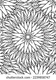  Abstract background doodle floral pattern in black and white. A page for coloring book: fascinating and relaxing job for children and adults. Zentangle drawing. Flower carpet in a magic garden vector