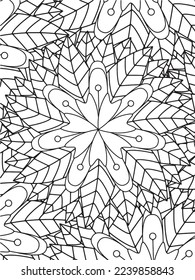  Abstract background doodle floral pattern in black and white. A page for coloring book: fascinating and relaxing job for children and adults. Zentangle drawing. Flower carpet in a magic garden vector