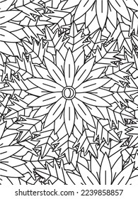  Abstract background doodle floral pattern in black and white. A page for coloring book: fascinating and relaxing job for children and adults. Zentangle drawing. Flower carpet in a magic garden vector