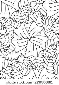  Abstract background doodle floral pattern in black and white. A page for coloring book: fascinating and relaxing job for children and adults. Zentangle drawing. Flower carpet in a magic garden vector