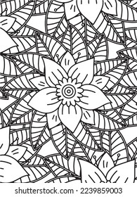  Abstract background doodle floral pattern in black and white. A page for coloring book: fascinating and relaxing job for children and adults. Zentangle drawing. Flower carpet in a magic garden vector