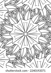  Abstract background doodle floral pattern in black and white. A page for coloring book: fascinating and relaxing job for children and adults. Zentangle drawing. Flower carpet in a magic garden vector