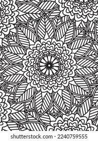 Abstract background doodle floral pattern in black and white. A page for coloring book: fascinating and relaxing job for children and adults. Zentangle drawing. Flower carpet in a magic garden vector.