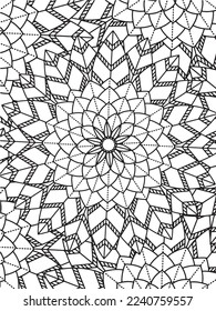 Abstract background doodle floral pattern in black and white. A page for coloring book: fascinating and relaxing job for children and adults. Zentangle drawing. Flower carpet in a magic garden vector.