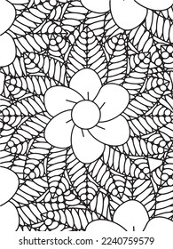 Abstract background doodle floral pattern in black and white. A page for coloring book: fascinating and relaxing job for children and adults. Zentangle drawing. Flower carpet in a magic garden vector.