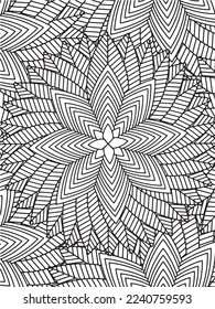 Abstract background doodle floral pattern in black and white. A page for coloring book: fascinating and relaxing job for children and adults. Zentangle drawing. Flower carpet in a magic garden vector.