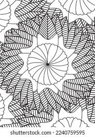 Abstract background doodle floral pattern in black and white. A page for coloring book: fascinating and relaxing job for children and adults. Zentangle drawing. Flower carpet in a magic garden vector.