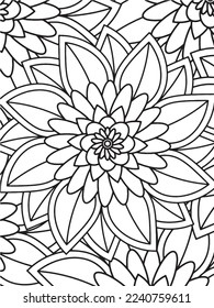 Abstract background doodle floral pattern in black and white. A page for coloring book: fascinating and relaxing job for children and adults. Zentangle drawing. Flower carpet in a magic garden vector.