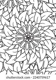 Abstract background doodle floral pattern in black and white. A page for coloring book: fascinating and relaxing job for children and adults. Zentangle drawing. Flower carpet in a magic garden vector.