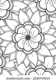 Abstract background doodle floral pattern in black and white. A page for coloring book: fascinating and relaxing job for children and adults. Zentangle drawing. Flower carpet in a magic garden vector.