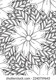 Abstract background doodle floral pattern in black and white. A page for coloring book: fascinating and relaxing job for children and adults. Zentangle drawing. Flower carpet in a magic garden vector.