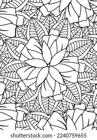 Abstract background doodle floral pattern in black and white. A page for coloring book: fascinating and relaxing job for children and adults. Zentangle drawing. Flower carpet in a magic garden vector.