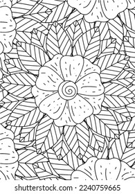 Abstract background doodle floral pattern in black and white. A page for coloring book: fascinating and relaxing job for children and adults. Zentangle drawing. Flower carpet in a magic garden vector.