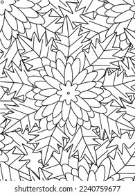 Abstract background doodle floral pattern in black and white. A page for coloring book: fascinating and relaxing job for children and adults. Zentangle drawing. Flower carpet in a magic garden vector.