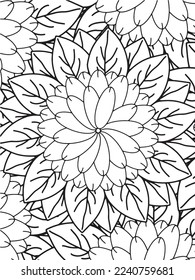 Abstract background doodle floral pattern in black and white. A page for coloring book: fascinating and relaxing job for children and adults. Zentangle drawing. Flower carpet in a magic garden vector.