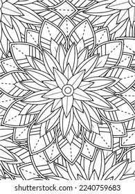 Abstract background doodle floral pattern in black and white. A page for coloring book: fascinating and relaxing job for children and adults. Zentangle drawing. Flower carpet in a magic garden vector.