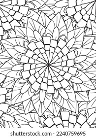 Abstract background doodle floral pattern in black and white. A page for coloring book: fascinating and relaxing job for children and adults. Zentangle drawing. Flower carpet in a magic garden vector.