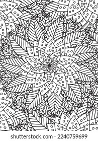 Abstract background doodle floral pattern in black and white. A page for coloring book: fascinating and relaxing job for children and adults. Zentangle drawing. Flower carpet in a magic garden vector.