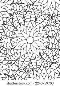 Abstract background doodle floral pattern in black and white. A page for coloring book: fascinating and relaxing job for children and adults. Zentangle drawing. Flower carpet in a magic garden vector.