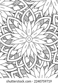 Abstract background doodle floral pattern in black and white. A page for coloring book: fascinating and relaxing job for children and adults. Zentangle drawing. Flower carpet in a magic garden vector.