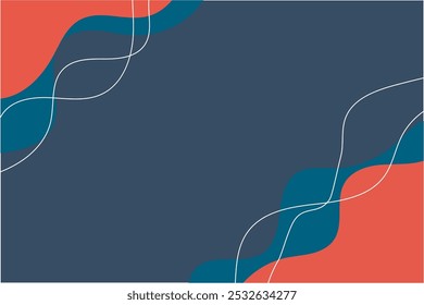 abstract background with doodle shape and line art in blue background. Wallpaper design for social media posts. Paper background in minimal trendy flat style with copy space for text.