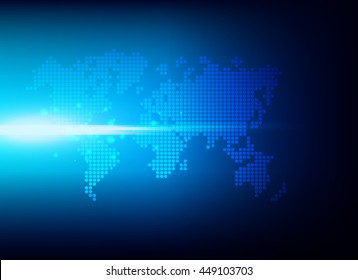 Abstract background dot world map on blue background vector illustration eps10