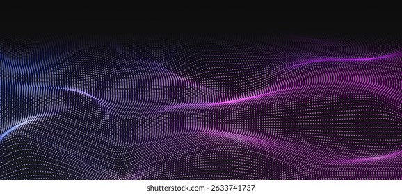 Abstract background with dots. 3d network design with particles.  Technology style.