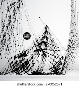 Abstract Background with Dots Array and Lines. Connection Structure. Geometric Modern Technology Concept. Digital Data Visualization. Social Network Graphic Concept.