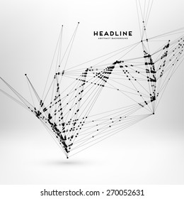 Abstract Background with Dots Array and Lines. Connection Structure. Geometric Modern Technology Concept. Digital Data Visualization. Social Network Graphic Concept.
