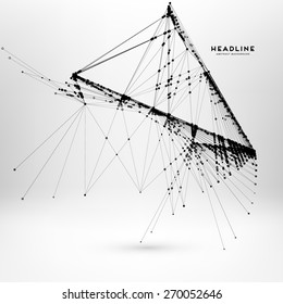 Abstract Background with Dots Array and Lines. Connection Structure. Geometric Modern Technology Concept. Digital Data Visualization. Social Network Graphic Concept.