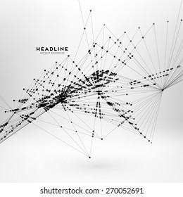 Abstract Background with Dots Array and Lines. Connection Structure. Geometric Modern Technology Concept. Digital Data Visualization. Social Network Graphic Concept.