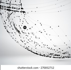 Abstract Background with Dots Array and Lines. Connection Structure. Geometric Modern Technology Concept. Digital Data Visualization. Social Network Graphic Concept.