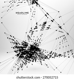 Abstract Background with Dots Array and Lines. Connection Structure. Geometric Modern Technology Concept. Digital Data Visualization. Social Network Graphic Concept.