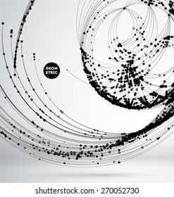 Abstract Background with Dots Array and Lines. Connection Structure. Geometric Modern Technology Concept. Digital Data Visualization. Social Network Graphic Concept.