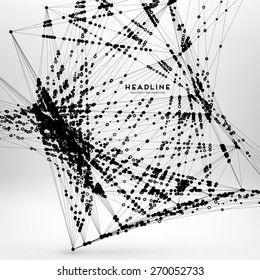 Abstract Background with Dots Array and Lines. Connection Structure. Geometric Modern Technology Concept. Digital Data Visualization. Social Network Graphic Concept.