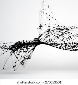 Abstract Background with Dots Array and Lines. Connection Structure. Geometric Modern Technology Concept. Digital Data Visualization. Social Network Graphic Concept
