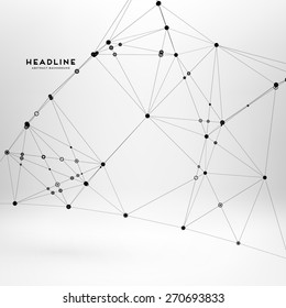 Abstract Background with Dots Array and Lines. Connection Structure. Geometric Modern Technology Concept. Digital Data Visualization. Social Network Graphic Concept