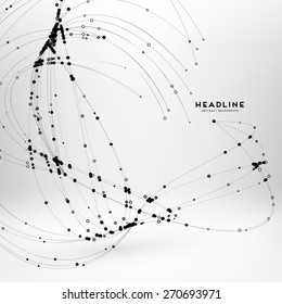 Abstract Background with Dots Array and Lines. Connection Structure. Geometric Modern Technology Concept. Digital Data Visualization. Social Network Graphic Concept