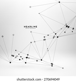 Abstract Background with Dots Array and Lines. Connection Structure. Geometric Modern Technology Concept. Digital Data Visualization. Social Network Graphic Concept