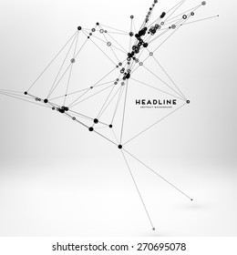 Abstract Background with Dots Array and Lines. Connection Structure. Geometric Modern Technology Concept. Digital Data Visualization. Social Network Graphic Concept