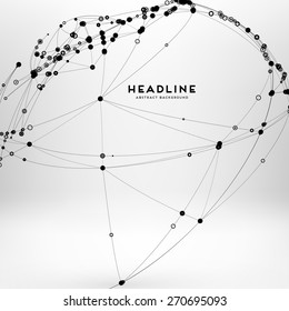 Abstract Background with Dots Array and Lines. Connection Structure. Geometric Modern Technology Concept. Digital Data Visualization. Social Network Graphic Concept