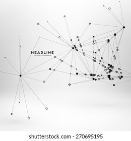 Abstract Background with Dots Array and Lines. Connection Structure. Geometric Modern Technology Concept. Digital Data Visualization. Social Network Graphic Concept